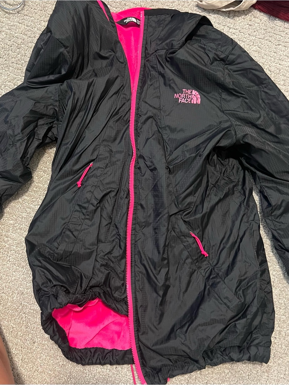 The North Face Hot Pink Women's Fleece lined rain Jacket